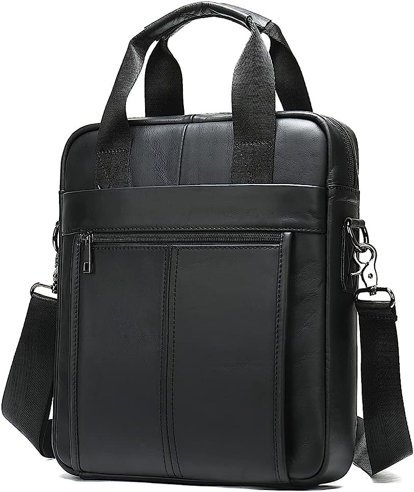 ND Genuine Leather Shoulder Messenger Bag for Men Adjustable Shoulders Sling Crossbody Bags for Travel Work Business Handbag (Black) - Image 7